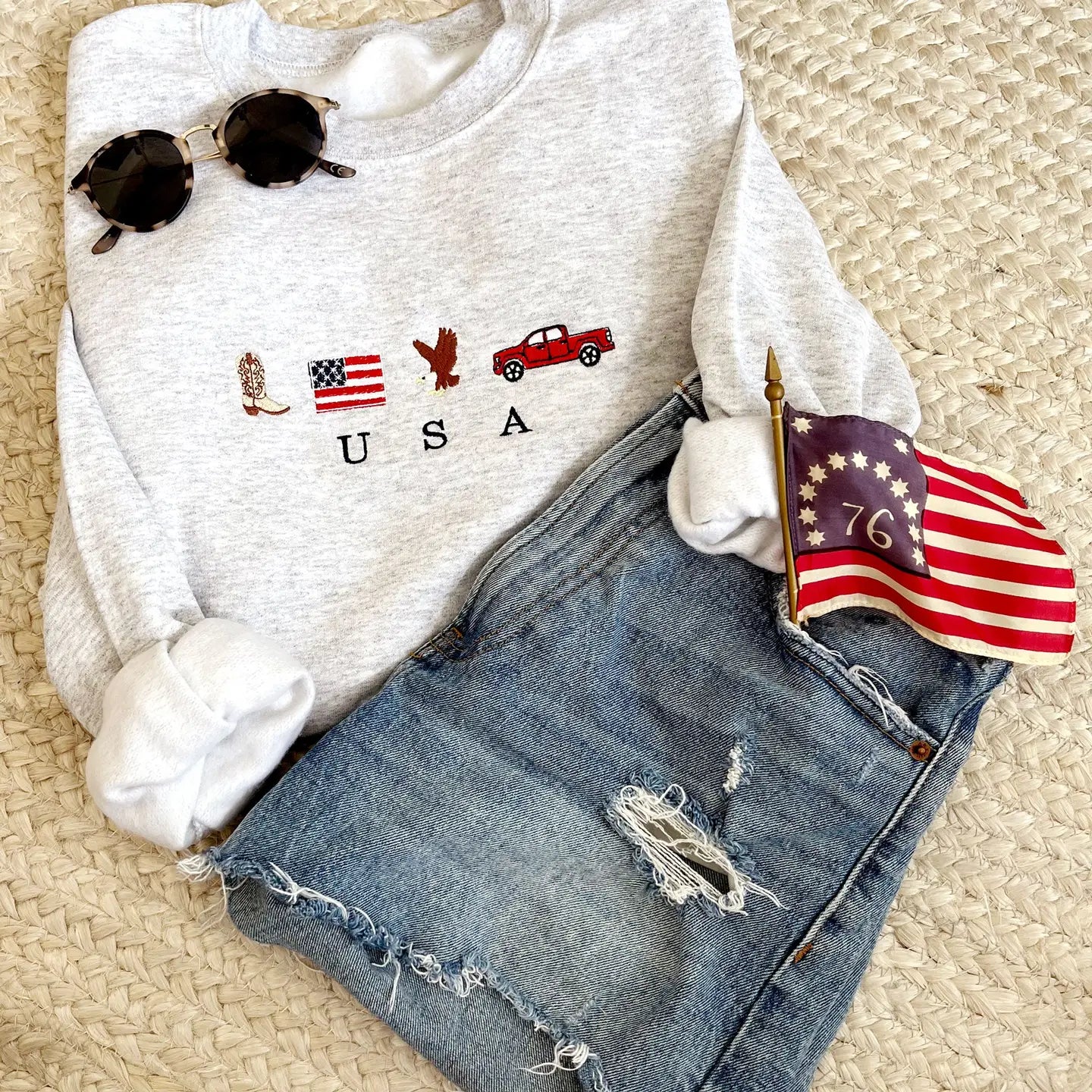 USA Embroidered Icons Sweatshirt