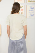 Mineral Washed Scoop Neck Tee - Stone