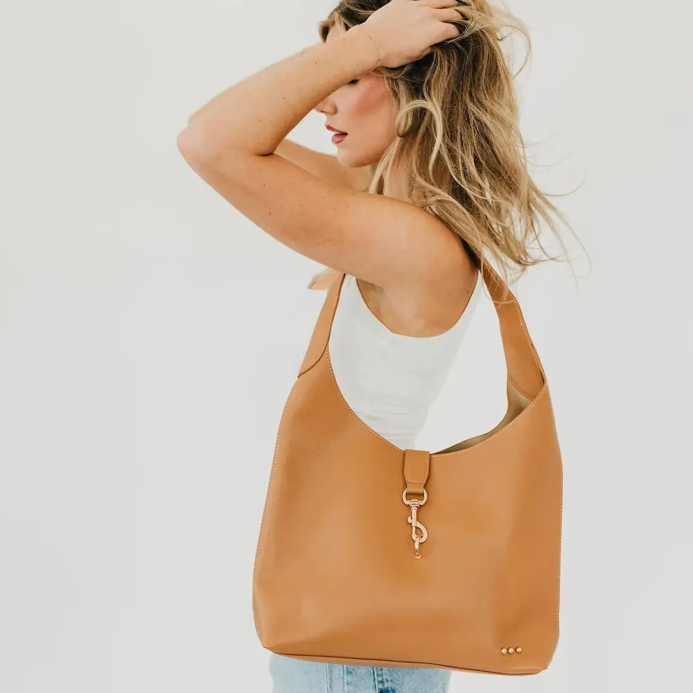 Haddie Hobo Vegan Leather Tote - Brown