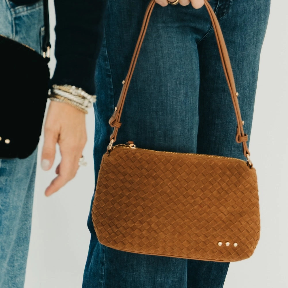 Suede Harper Shoulder Bag - Camel