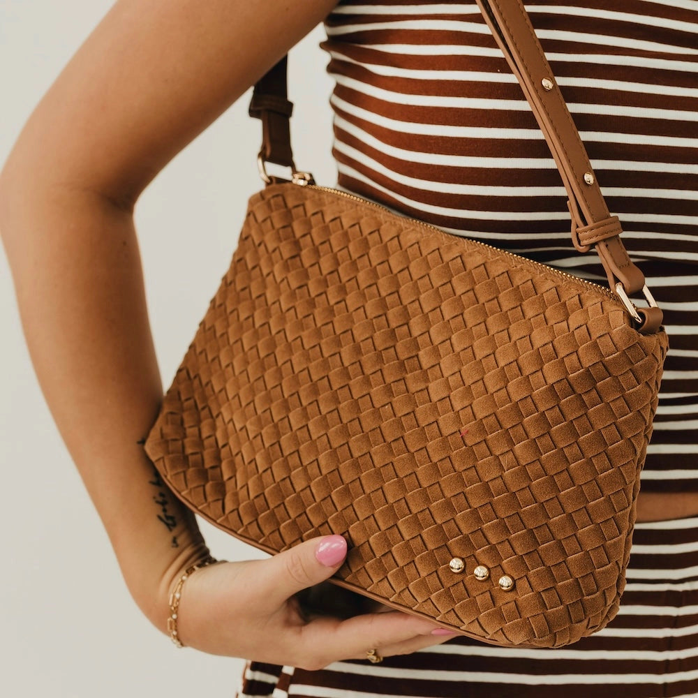 Suede Harper Shoulder Bag - Camel