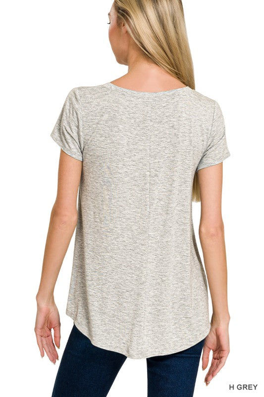 Zenana Buttery V-Neck - H Grey