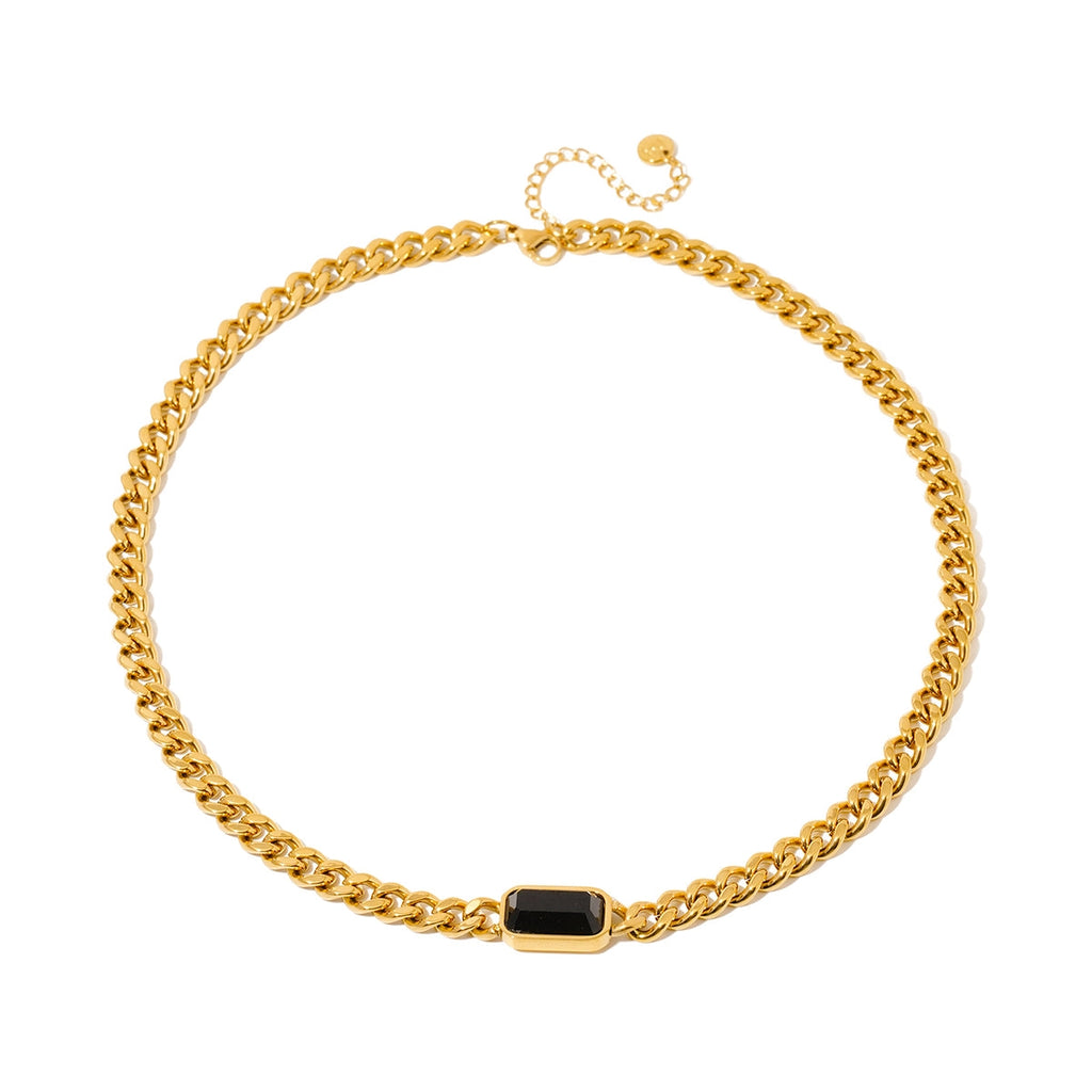 Black Stone Chain Necklace