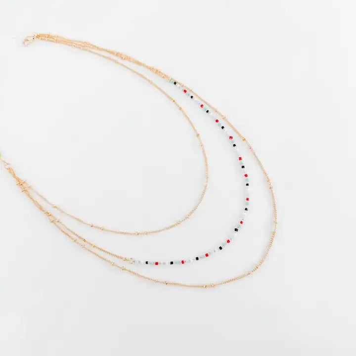 Tank Triple Layer Bead Necklace