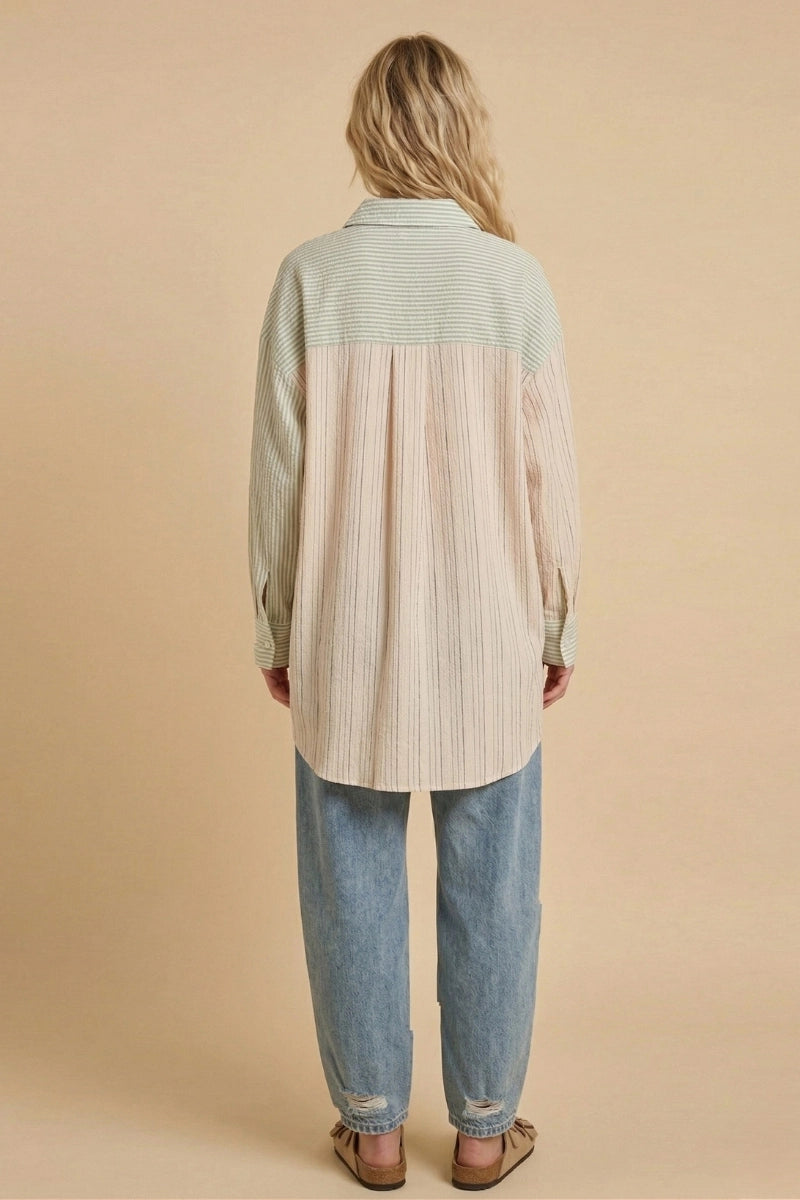 Summer Stripe Button Up - Oversized