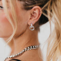 Double Hoop Diamond Earrings - Silver