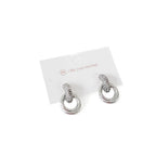 Double Hoop Diamond Earrings - Silver