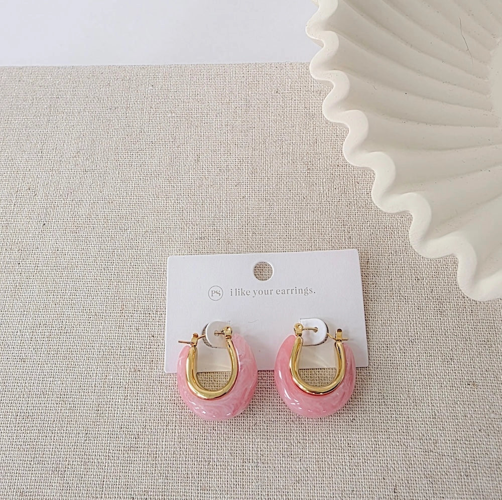 Frenchie Resin Hoop Earrings