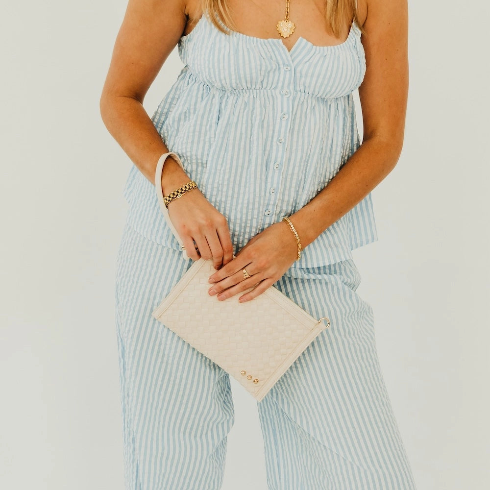 Veda Woven Crossbody + Clutch - Cream