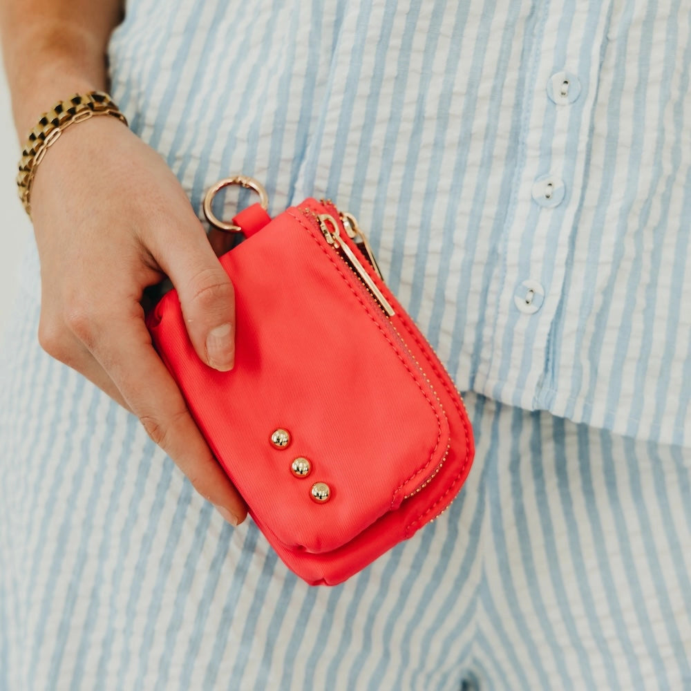 Double Zip Card Wallet - Watermelon Pink