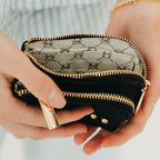 Double Zip Card Wallet - Cream