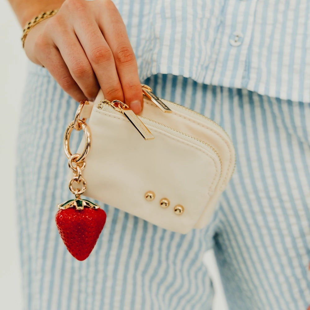 Double Zip Card Wallet - Cream