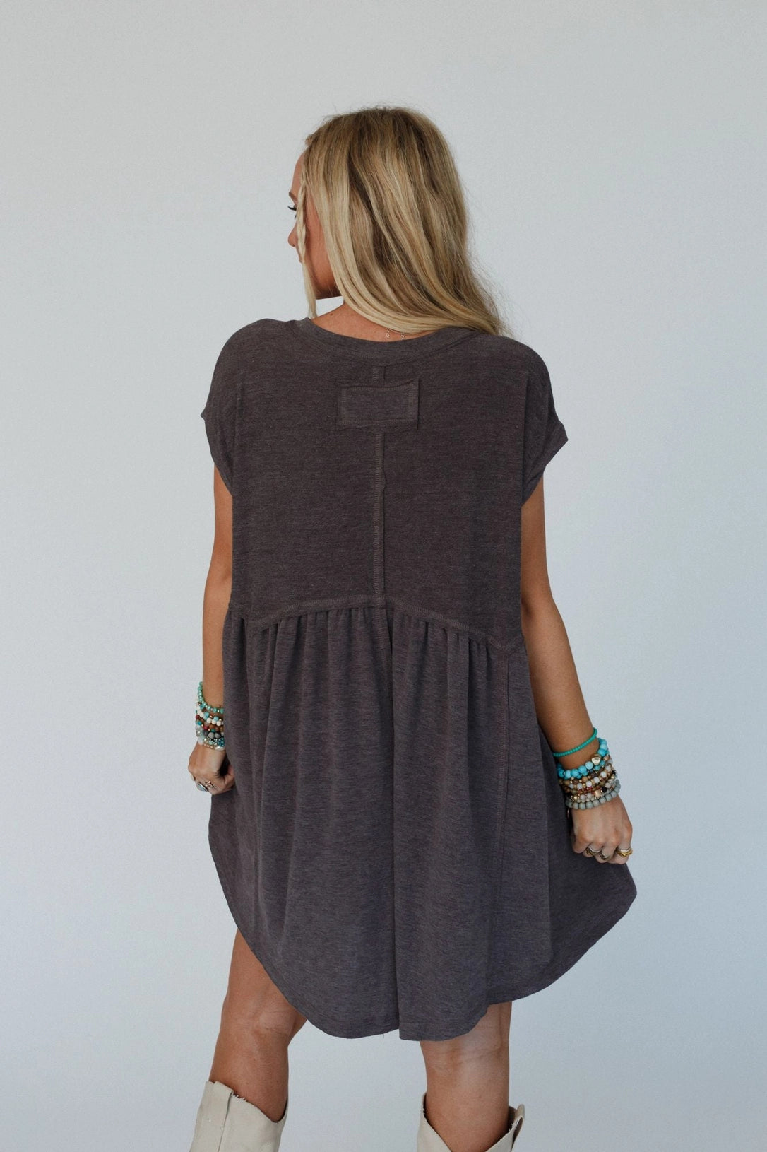 Sweet Sunday Babydoll Dress - Charcoal